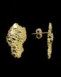 Nugget Stud Earrings Push Back Gold 10k