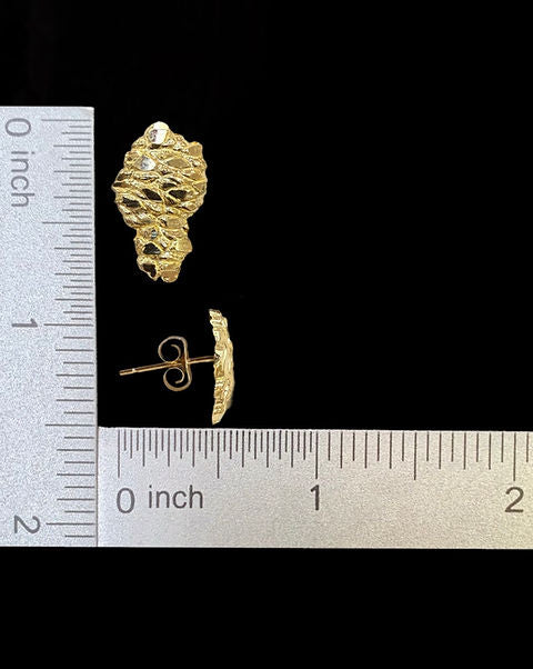 Nugget Stud Earrings Push Back Gold 10k