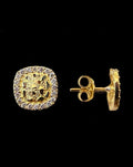 Square Nugget Stud Earrings Push Back Gold 10k